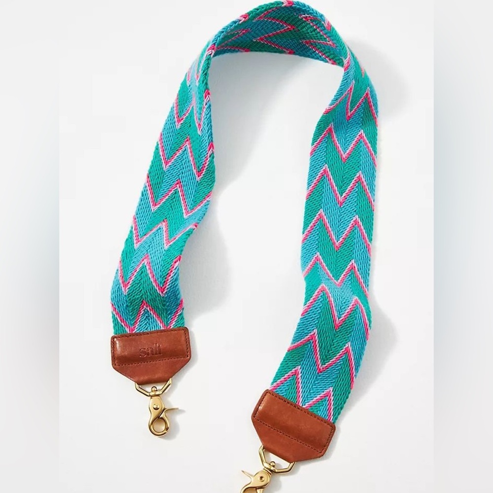 Salt x Anthropologie Handwoven Bag Strap in Blue, Green and Teal
